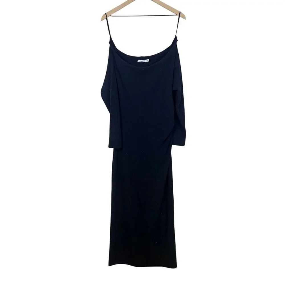 NWT Abercrombie & Fitch Off Shoulder Maxi Dress Black Long Sleeve Women’s M